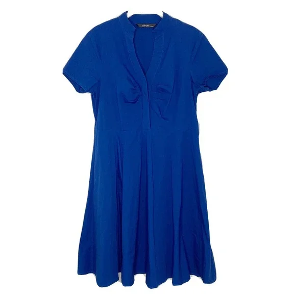 cobalt blue sparkly dress Naomi Pleated Linen-Cotton Dress main image 0